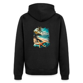 Nature, Été, Mer, Océan, Étoile de mer - Veste à capuche bio Premium Unisexe - noir - Dos - Nico (187cm)