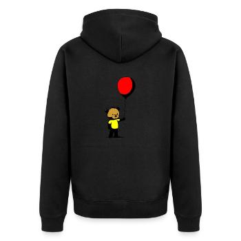 Ein Bär mit Ballon - Unisex Premium Bio Zip Hoodie - Schwarz - Hinten - Nico (187cm)