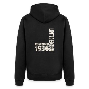 Novembre 1936 Edition Limitée 87 Ans Homme Femme - Veste à capuche bio Premium Unisexe - noir - Dos - Nico (187cm)