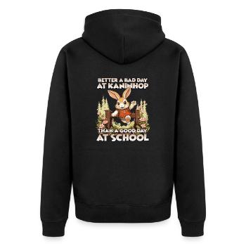 Springendes Häschen Die Kaninhop Marke Kaninhop - Unisex Premium Bio Zip Hoodie - Schwarz - Hinten - Nico (187cm)