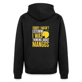 Mango Frucht Mango - Unisex Premium Bio Zip Hoodie - Schwarz - Hinten - Nico (187cm)