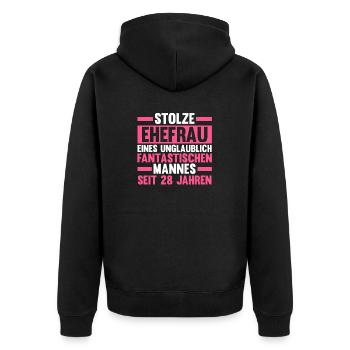 Ehe Nelkenhochzeit 28 Jahre Verheiratet Hochzeitst - Unisex Premium Bio Zip Hoodie - Schwarz - Hinten - Nico (187cm)
