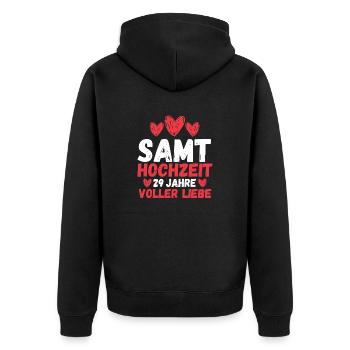 Ehe Samthochzeit 29 Jahre Verheiratet Hochzeitstag - Unisex Premium Bio Zip Hoodie - Schwarz - Hinten - Nico (187cm)
