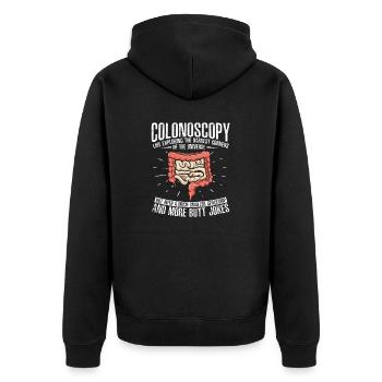 Gastroenterologie Endoskopie Koloskopie - Unisex Premium Bio Zip Hoodie - Schwarz - Hinten - Nico (187cm)