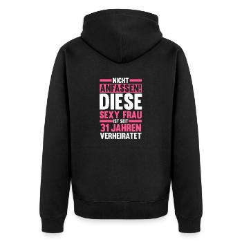 Ehe Lindenhochzeit 31 Jahre Verheiratet Hochzeitst - Unisex Premium Bio Zip Hoodie - Schwarz - Hinten - Nico (187cm)