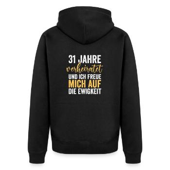 Ehe Lindenhochzeit 31 Jahre Verheiratet Hochzeitst - Unisex Premium Bio Zip Hoodie - Schwarz - Hinten - Nico (187cm)