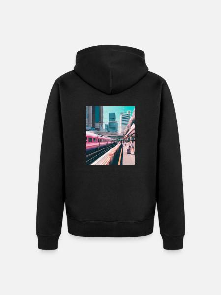 Bahnhof Tokio - Unisex Premium Bio Zip Hoodie - Schwarz