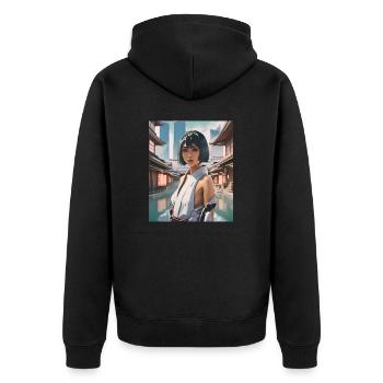 Japan - Unisex Premium Bio Zip Hoodie - Schwarz - Hinten - Nico (187cm)