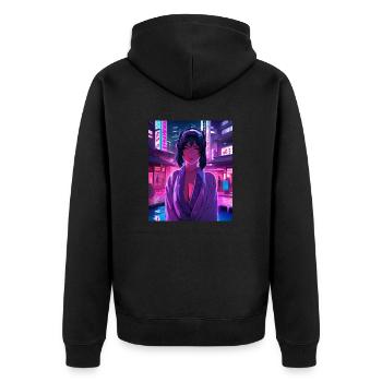 Japan - Unisex Premium Organic Zip Hoodie - black - Back - Nico (187cm)