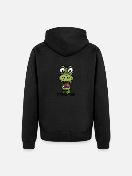 I've found you! A funny cartoon dragon - Unisex Premium Organic Zip Hoodie - black