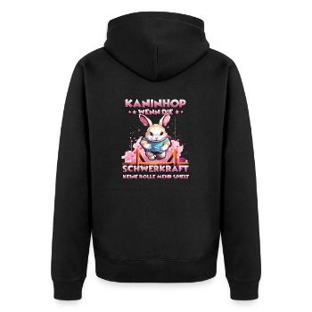 Springendes Häschen Die Kaninhop Marke Kaninhop - Unisex Premium Bio Zip Hoodie - Schwarz - Hinten - Nico (187cm)
