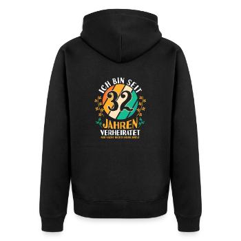Ehe Seifenhochzeit 32 Jahre Verheiratet Hochzeitst - Unisex Premium Bio Zip Hoodie - Schwarz - Hinten - Nico (187cm)