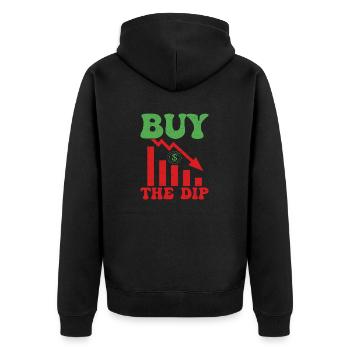 Buy The Dip Trader Investor Stock Market Trading - Unisex Premium Organic Zip Hoodie - black - Back - Nico (187cm)
