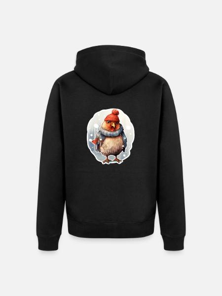 Hühnchen im Winterlook - Unisex Premium Bio Zip Hoodie - Schwarz