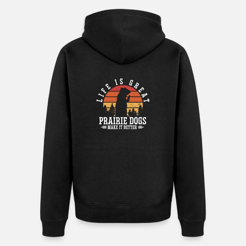 Chien de prairie - Veste à capuche bio Premium Unisexe - noir