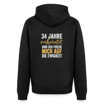 Ehe Amberhochzeit 34 Jahre Verheiratet Hochzeitsta - Unisex Premium Bio Zip Hoodie - Schwarz - Hinten - Nico (187cm)