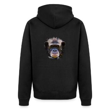 Schimpansen Kopf Menschenaffen Affen Schimpanse - Unisex Premium Bio Zip Hoodie - Schwarz - Hinten - Nico (187cm)