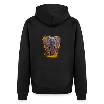 Elephant Head Animal Proboscis Elephant - Unisex Premium Organic Zip Hoodie - black - Back - Nico (187cm)