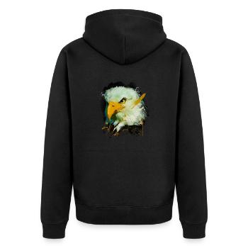 Eagle Head Bird of Prey Falcon Bird Eagle - Unisex Premium Organic Zip Hoodie - black - Back - Nico (187cm)