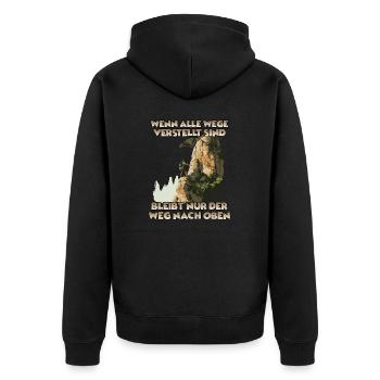 Erobre die Gipfel: Toprope Klettern Bergsport Fans - Unisex Premium Bio Zip Hoodie - Schwarz - Hinten - Nico (187cm)