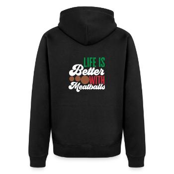 Fleischbällchen Italien Italienisches Essen - Unisex Premium Bio Zip Hoodie - Schwarz - Hinten - Nico (187cm)