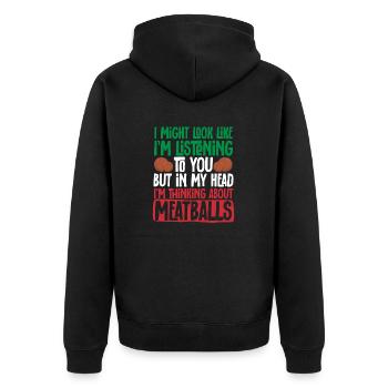 Fleischbällchen Italien Italienisches Essen - Unisex Premium Bio Zip Hoodie - Schwarz - Hinten - Nico (187cm)