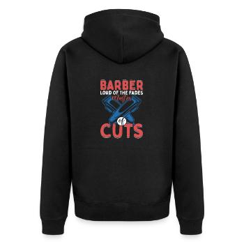 Barber Lord Of The Fades Master of Cuts Haircut Ba - Unisex Premium Bio Zip Hoodie - Schwarz - Hinten - Nico (187cm)