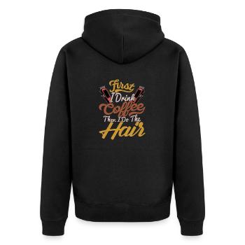 D’abord, je bois du café, puis je fais la coupe de cheveux Ba - Veste à capuche bio Premium Unisexe - noir - Dos - Nico (187cm)
