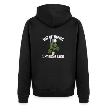 Monstera Deliciosa Albo Plante d’intérieur botanique - Veste à capuche bio Premium Unisexe - noir - Dos - Nico (187cm)