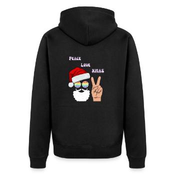 Frieden Liebe Weihnachten | XMAS - Unisex Premium Bio Zip Hoodie - Schwarz - Hinten - Nico (187cm)
