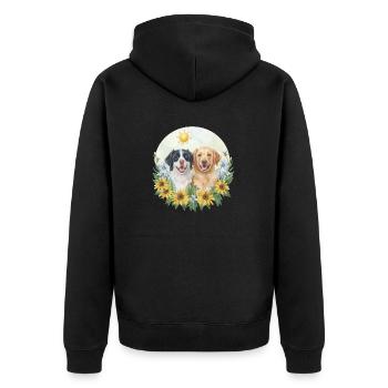 Mignon Beagle Golden Retriever tournesol - Veste à capuche bio Premium Unisexe - noir - Dos - Nico (187cm)