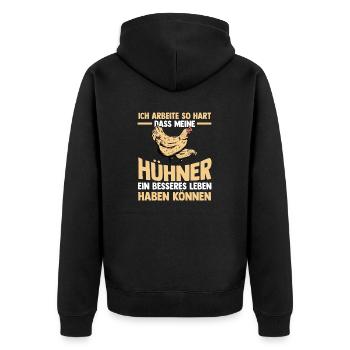 Huhn Hühnerstall Bauernhof Bauer Landwirt Hühner - Unisex Premium Bio Zip Hoodie - Schwarz - Hinten - Nico (187cm)