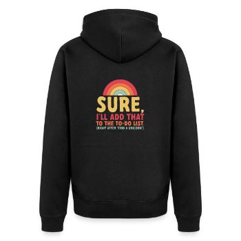Secrétaire, Adjointe administrative, Commis de bureau - Veste à capuche bio Premium Unisexe - noir - Dos - Nico (187cm)