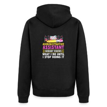 Secrétaire, Adjointe administrative, Commis de bureau - Veste à capuche bio Premium Unisexe - noir - Dos - Nico (187cm)