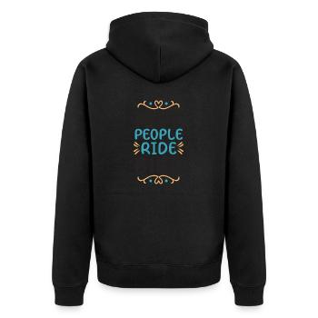 Nice People Ride Bike Fahrradsport Spruch Zitat - Unisex Premium Bio Zip Hoodie - Schwarz - Hinten - Nico (187cm)