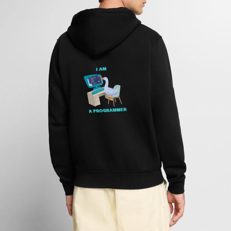 A Programmer Duck, a Fun Design for Programmers Unisex Premium Organic Zip Hoodie