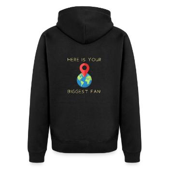 Here Is Your Biggest Fan - Unisex Premium Organic Zip Hoodie - black - Back - Nico (187cm)