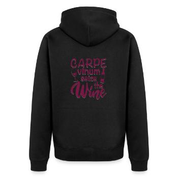 Carpe Vinum Seize The Wine Winery Vintner - Unisex Premium Organic Zip Hoodie - black - Back - Nico (187cm)