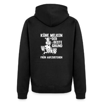 Kuh Bauernhof Kuhbauer Landwirt Rind Kühe - Unisex Premium Bio Zip Hoodie - Schwarz - Hinten - Nico (187cm)