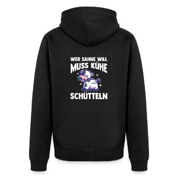 Kuh Bauernhof Kuhbauer Landwirt Rind Kühe - Unisex Premium Bio Zip Hoodie - Schwarz - Hinten - Nico (187cm)