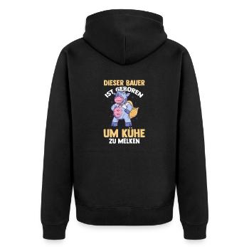 Kuh Bauernhof Kuhbauer Landwirt Rind Kühe - Unisex Premium Bio Zip Hoodie - Schwarz - Hinten - Nico (187cm)