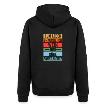Wein Kuh Bauernhof Kuhbauer Landwirt Rind Kühe - Unisex Premium Bio Zip Hoodie - Schwarz - Hinten - Nico (187cm)