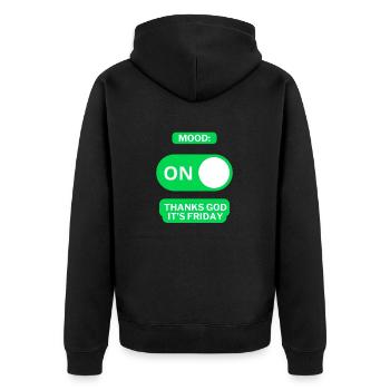 Mood Freitag EIN | Lustiges Freitagsdesign - Unisex Premium Bio Zip Hoodie - Schwarz - Hinten - Nico (187cm)