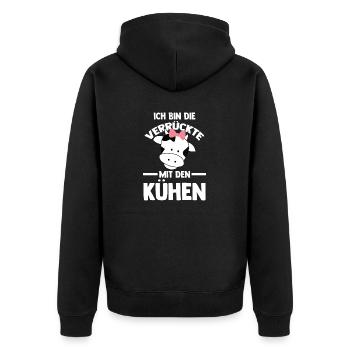Kuh Bauernhof Kuhbauer Landwirt Rind Kühe - Unisex Premium Bio Zip Hoodie - Schwarz - Hinten - Nico (187cm)