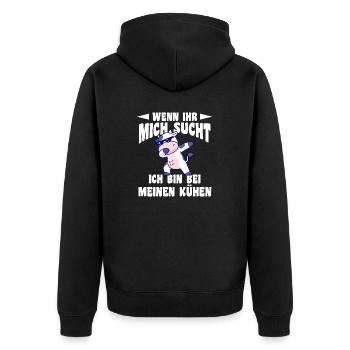 Kuh Bauernhof Kuhbauer Landwirt Rind Kühe - Unisex Premium Bio Zip Hoodie - Schwarz - Hinten - Nico (187cm)