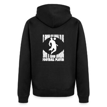 Fußballmannschaft Fußballdesign Fußballspieler - Unisex Premium Bio Zip Hoodie - Schwarz - Hinten - Nico (187cm)