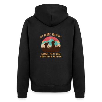 Bergsteiger Wandern Klettern Outdoor Fans Wandern - Unisex Premium Bio Zip Hoodie - Schwarz - Hinten - Nico (187cm)