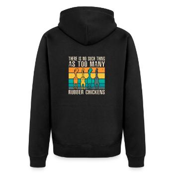 Rubber Chicken Costume Toy Rubber Chicken - Unisex Premium Organic Zip Hoodie - black - Back - Nico (187cm)