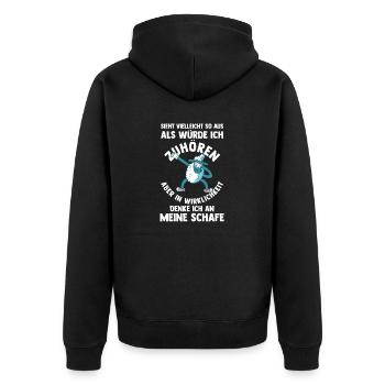 Schaf Schäfer Schäferei Bauer Landwirt Bauernhof S - Unisex Premium Bio Zip Hoodie - Schwarz - Hinten - Nico (187cm)