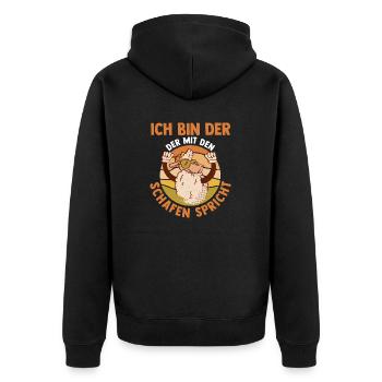 Schaf Schäfer Schäferei Bauer Landwirt Bauernhof S - Unisex Premium Bio Zip Hoodie - Schwarz - Hinten - Nico (187cm)